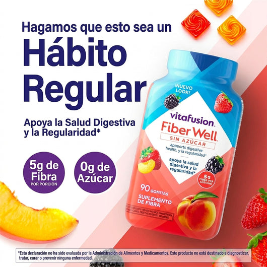 Vitafusion - Gomitas de Fibra Sin Azúcar para Regularidad Digestiva