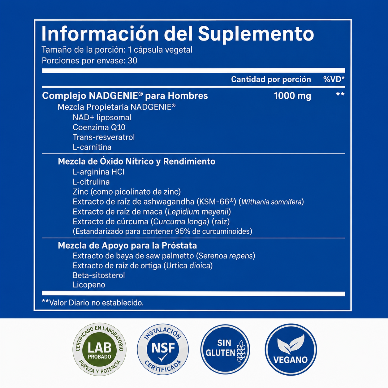 Vantique NAD+ — Suplemento para Hombres